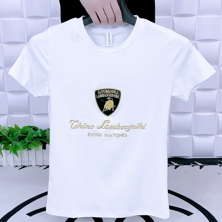 百搭新款圆领短袖T恤上衣夏季白色修身版潮流轻奢休闲男装半袖