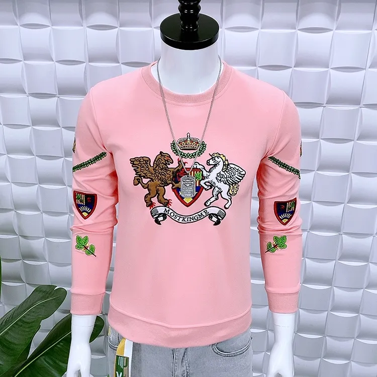 秋冬新款圆领卫衣男装5018修身版型男风潮流时尚百搭男士长袖卫衣