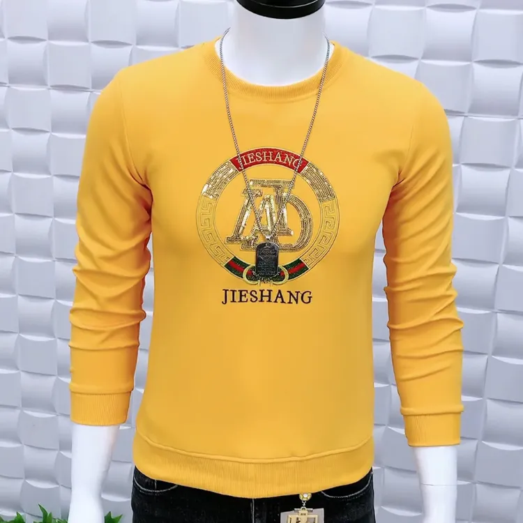 新款男卫衣5022修身版加绒加厚长袖休闲秋冬男上衣男装圆领卫衣