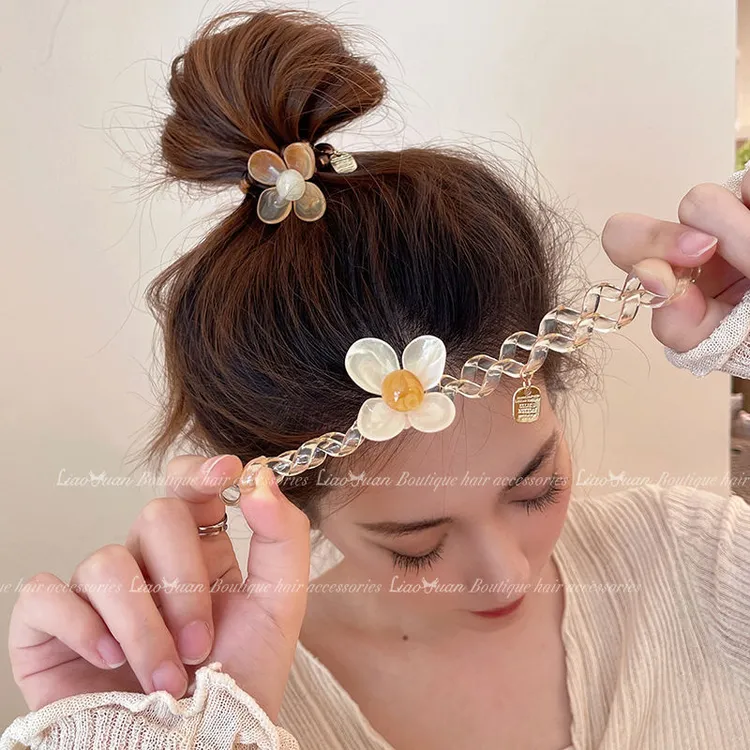 夏季简约ins风花朵头绳2024新款橡皮筋女扎头发绳耐用电话线发圈