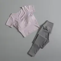 lulu瑜伽服带胸垫短袖夏薄款紧身长裤健身显瘦速干训练跑步运动套