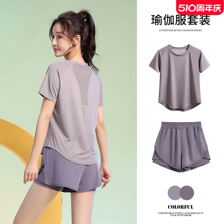 Lulu速干健身服套装女宽松显瘦夏季户外跑步服2024新款专业跳绳运