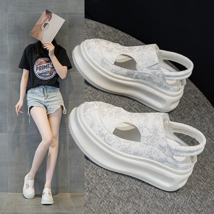 包头国风凉鞋女夏季新款真皮爆款ins潮镂空厚底罗马运动休闲