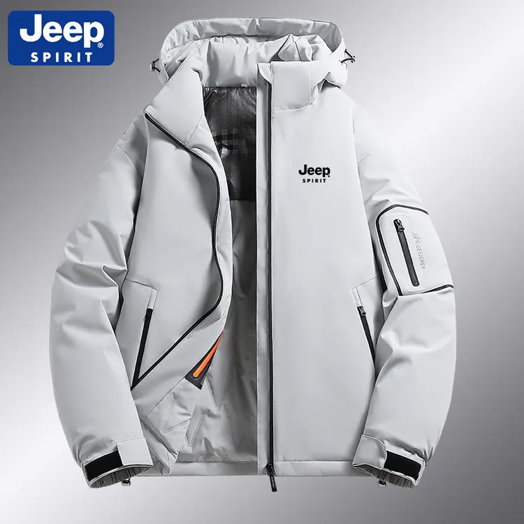 JEEPSPIRIT冬季棉衣男冲锋可拆帽休闲连帽运动石墨烯保暖服棉袄