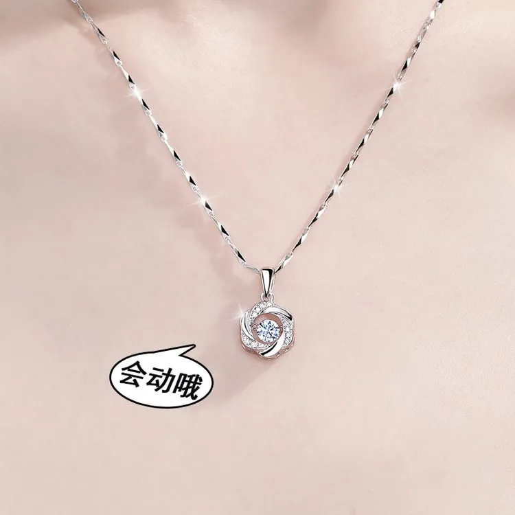 坠链均足银 999纯银跳动的项链女款小众轻奢圣诞礼物送女友送女生