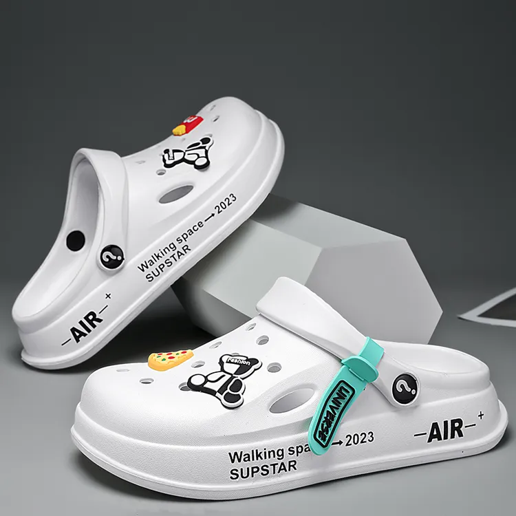 夏季时尚潮流学生厚底外穿软底洞洞鞋女防臭防滑沙滩凉鞋拖鞋情侣