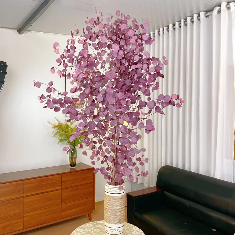 AAA级紫红色桌面苹果尤加利叶花材长期摆放高端家具软装鲜花