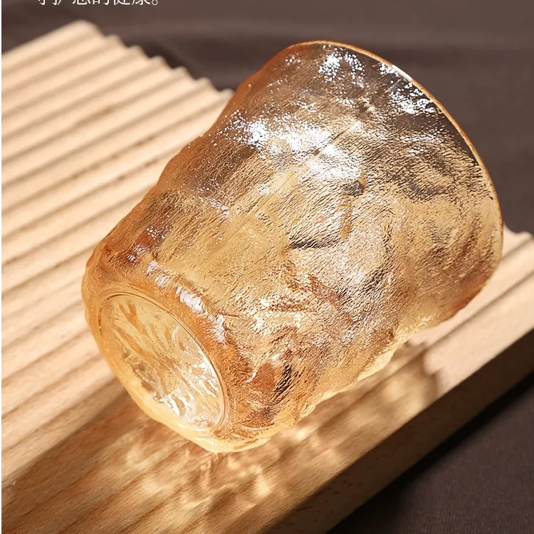 冰川锤纹酒杯300ml矮杯家用磨砂日式喝水杯树纹冰川纹