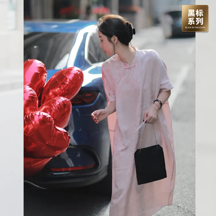 莉贝琳sisy黑标【蛋蛋连衣裙】新中式夏季短袖裙子女174045