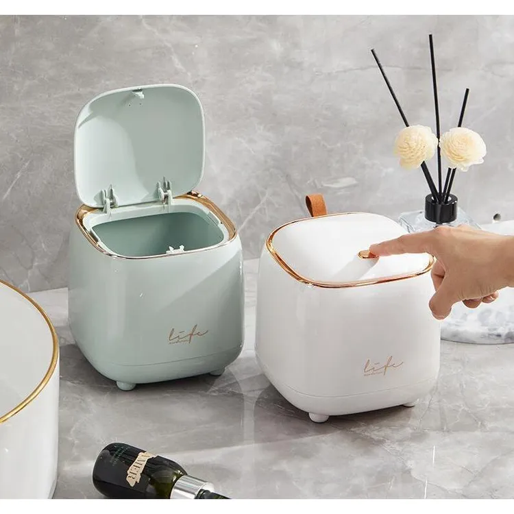 桌面垃圾桶按压式客厅轻奢杂物桶车载家用办公桌餐厅收纳筒垃圾筒