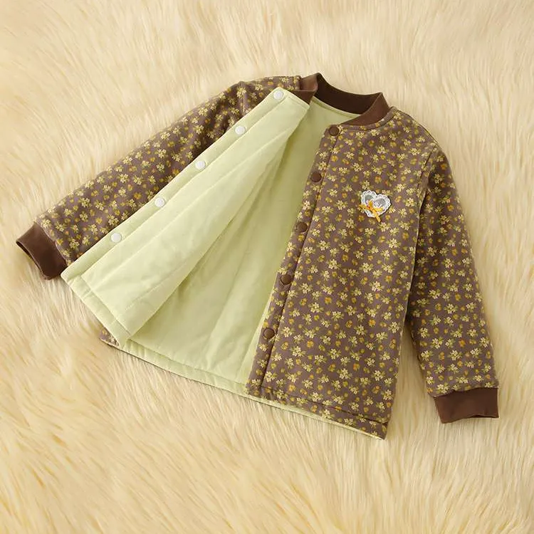 女童校服神器亲子儿童保暖外套夹棉宝宝棉服东北大花棉袄内胆加厚