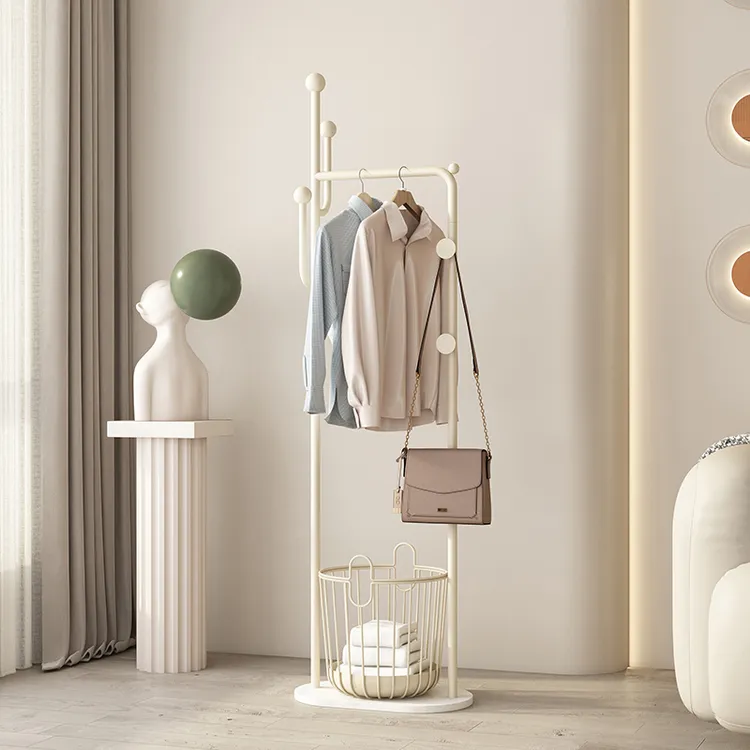 卧室衣帽架落地挂衣架家用简易奶油风客厅立式高档衣服架挂衣架子