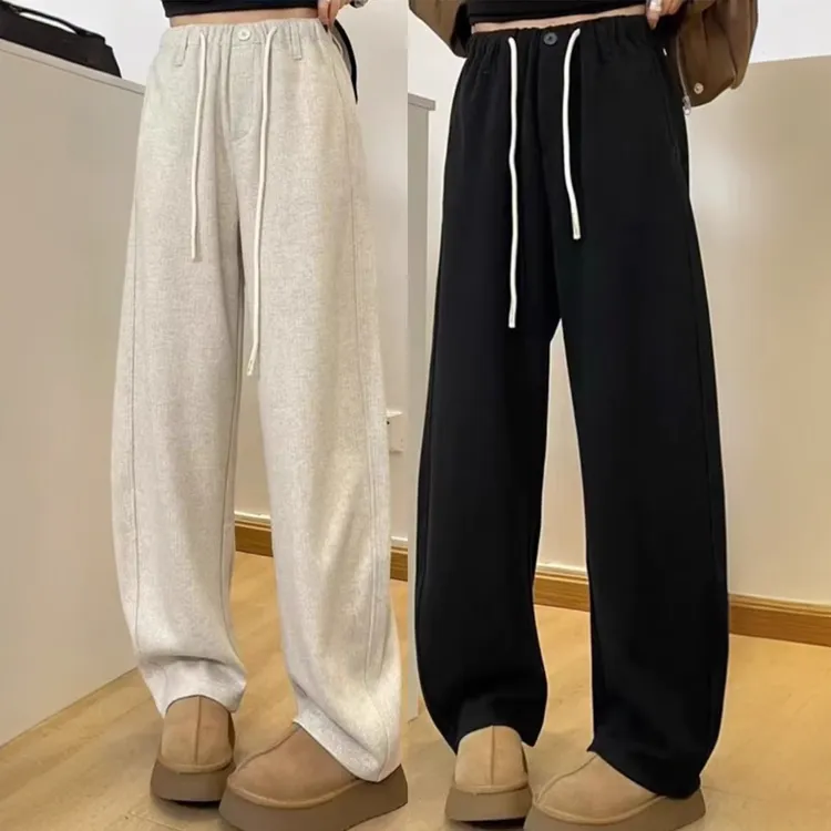 大码镰刀休闲裤女2025秋冬新款梨形MM高腰宽松显瘦窄版阔腿弯刀裤