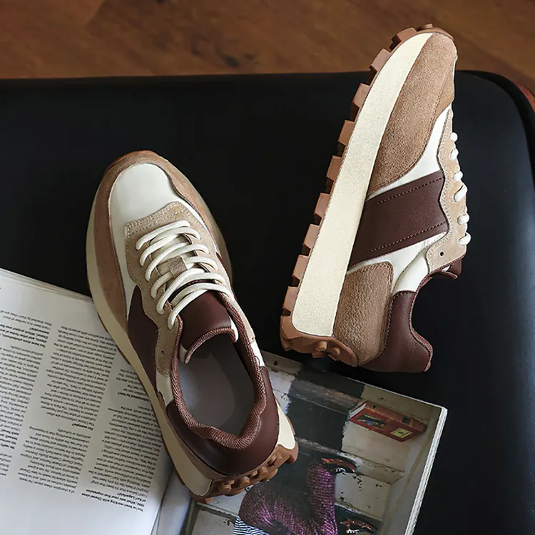 【量货】真皮复古拼色时尚百搭透气低帮阿甘鞋男女同款潮流厚底潮鞋