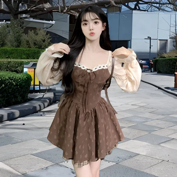 2025春秋季新款甜美复古小众设计感超显瘦法式蝴蝶结连衣裙女休闲