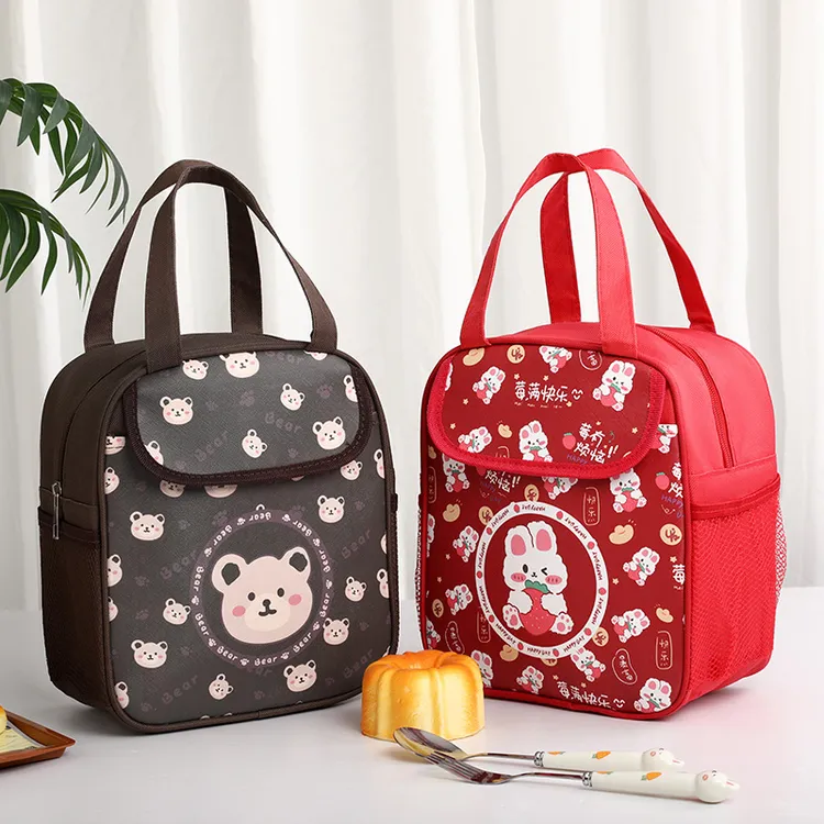 保温袋卡通加厚帆布包手提包大容量上班小拎包便携饭盒袋便当包