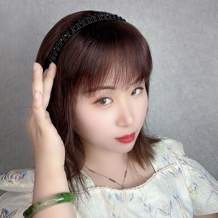 全真发【直发黑钻发箍假发】夏季无痕补发片增发量遮白发一体式女