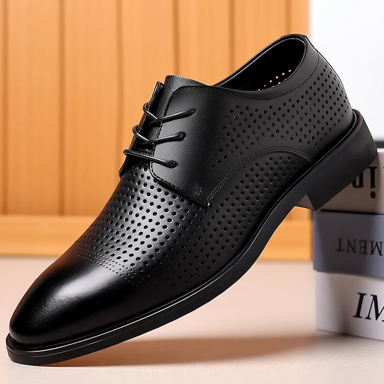 头层牛皮夏季男士凉鞋镂空休闲男鞋商务正装软底皮鞋一脚蹬洞洞鞋