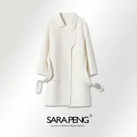 SARA.PENG│国际名门│热力感中长款秋冬羊绒白双面呢轻奢羊绒大衣