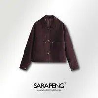 SARA.PENG一眼迷离/高级复古反绒羊皮休闲气质显瘦安可拉红皮外套