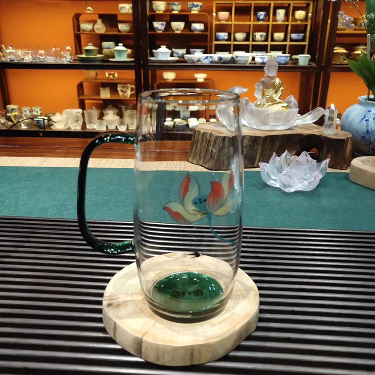 荷花绿茶杯400毫升对杯装家用高端