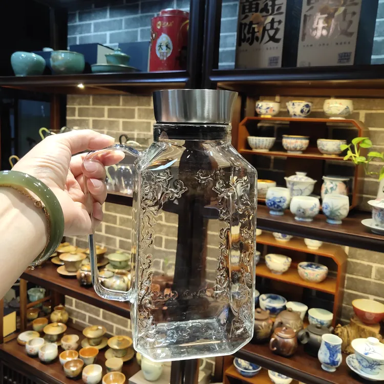 玻璃凉水壶耐高温1500毫升可加热 茶具透明家用耐热大容量带盖