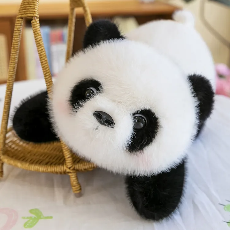 治愈系萌趣趴款元宝熊猫玩偶毛绒玩具床搭子睡觉抱枕儿童安抚公仔