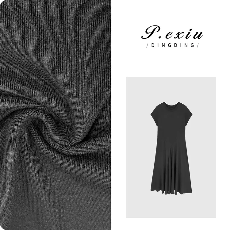 PanYiXiu/潘依绣100%棉拼接褶皱设计气质中长款连衣裙 SH98815