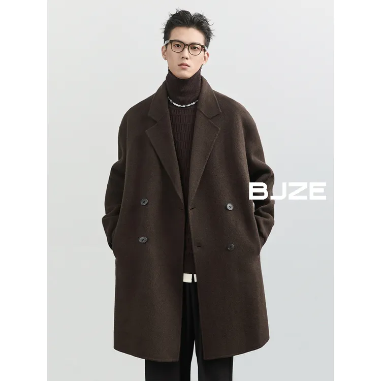 BJZE【一代-鹅绒内胆-中长款】全羊毛呢子大衣男外套加厚宽松