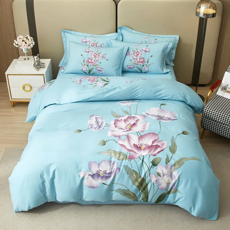 100%棉纯棉加厚四件套 大版花全棉斜纹秋冬四季厚实双人印花套件