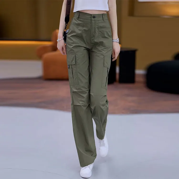 【现货+运费险】工装裤子女夏款2025新款薄款高腰显瘦直筒休闲长裤 