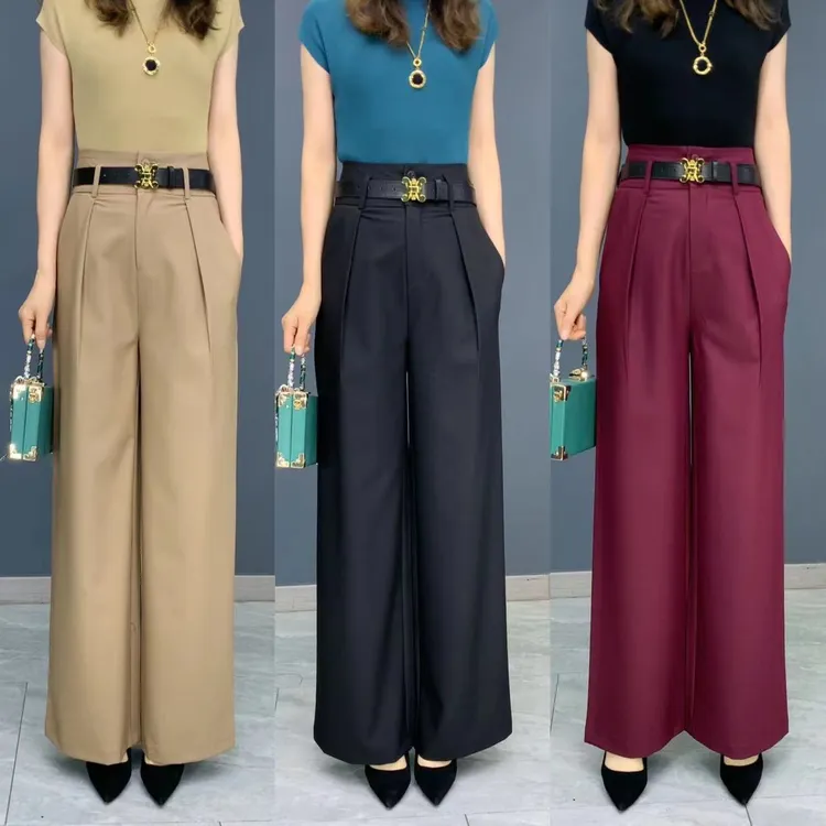 （送腰带）2025春秋新款时尚显瘦休闲窄版阔腿裤气质西装长裤939