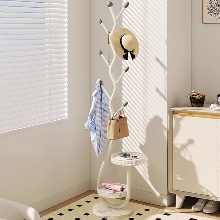包架客厅进门置物挂衣架家用室内奶油风立式落地卧室简约衣服架