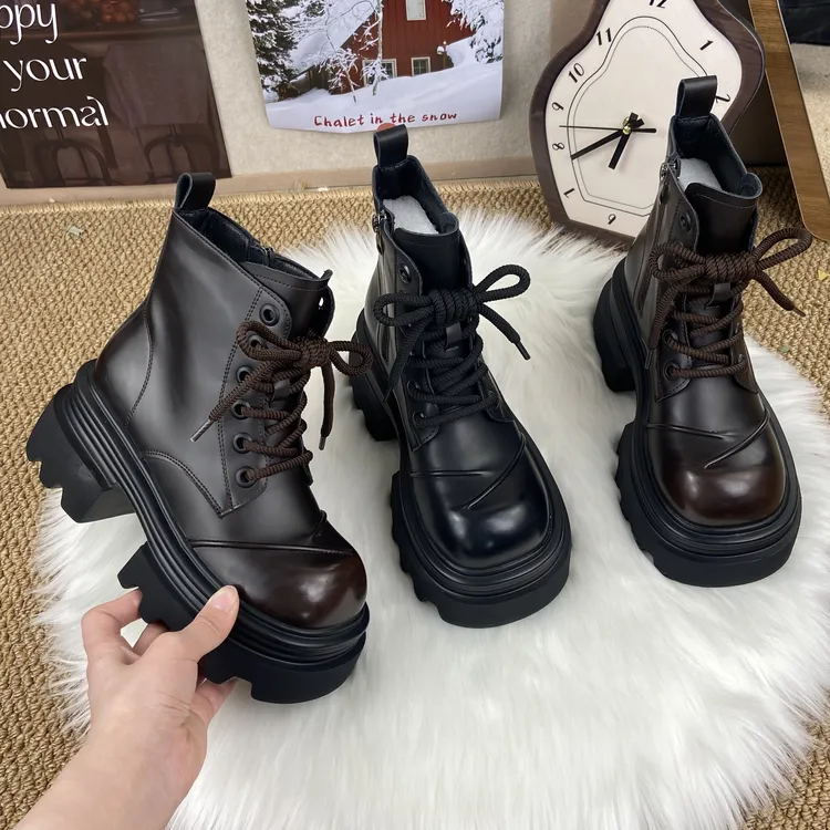 厚底7CM小个子马丁靴女2025秋冬新款百搭舒适轻便不累脚时尚短靴 