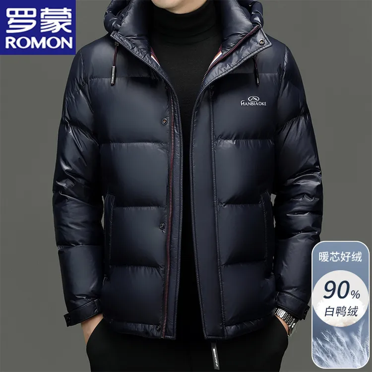 罗蒙90绒子男士羽绒服冬季新款高充绒加厚面包服抗寒保暖潮流外套