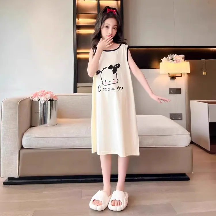 棉女童睡裙夏季6-10-12-15岁大童可爱睡衣公主夏款空调服家居服
