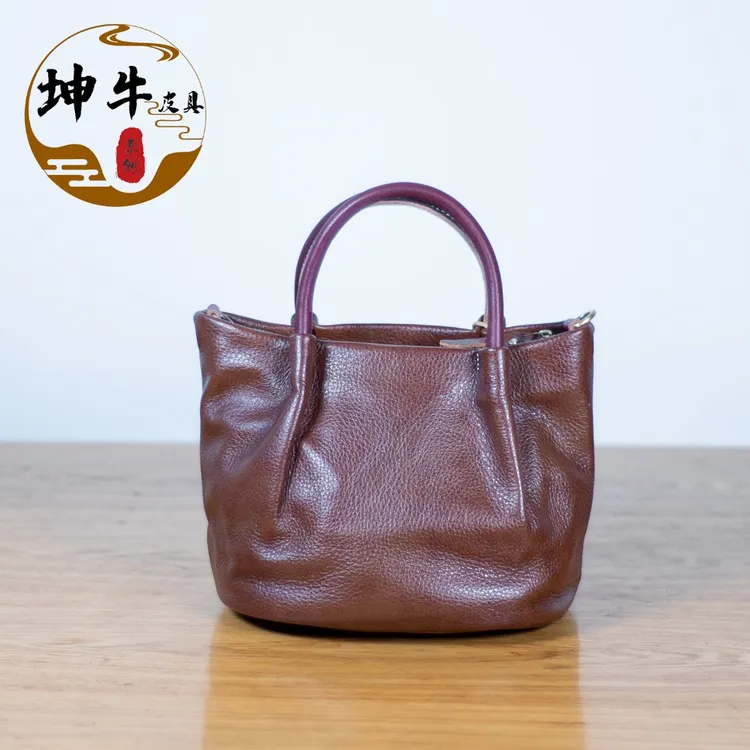 【坤牛】真皮女包头层牛皮手提包软皮单肩斜挎包大容量包包8072