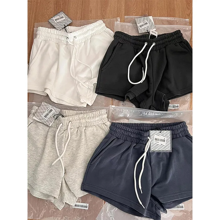 夏季新品4色重磅美式高腰宽松休闲运动短裤辣妹热裤基础卫裤薄款