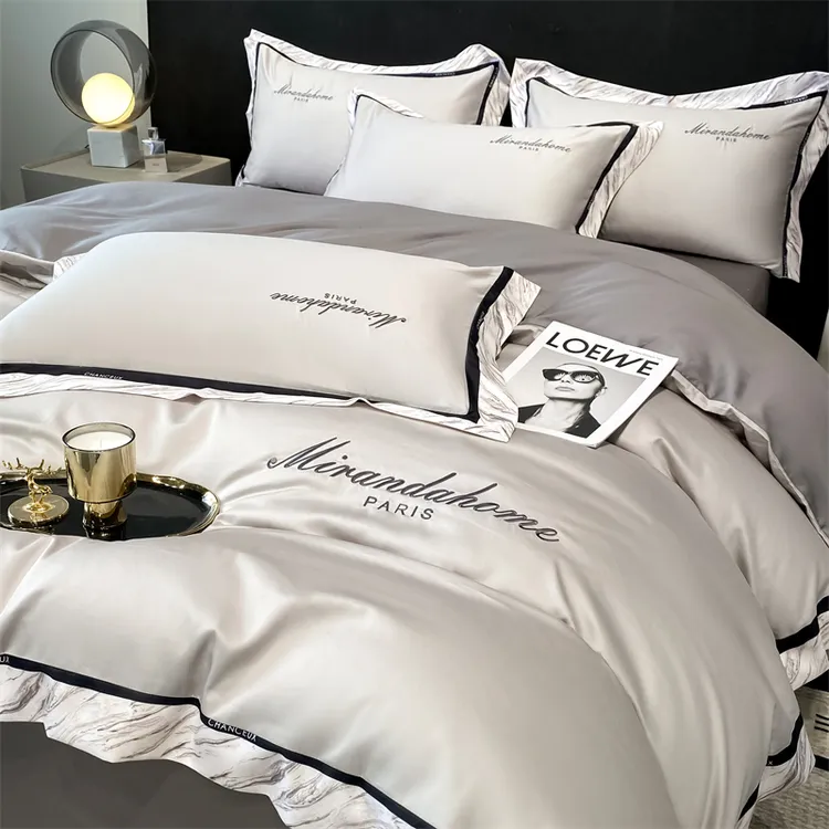 全棉四件套纯棉床上用品轻奢刺绣上档次主卧床单被套家纺四季通用