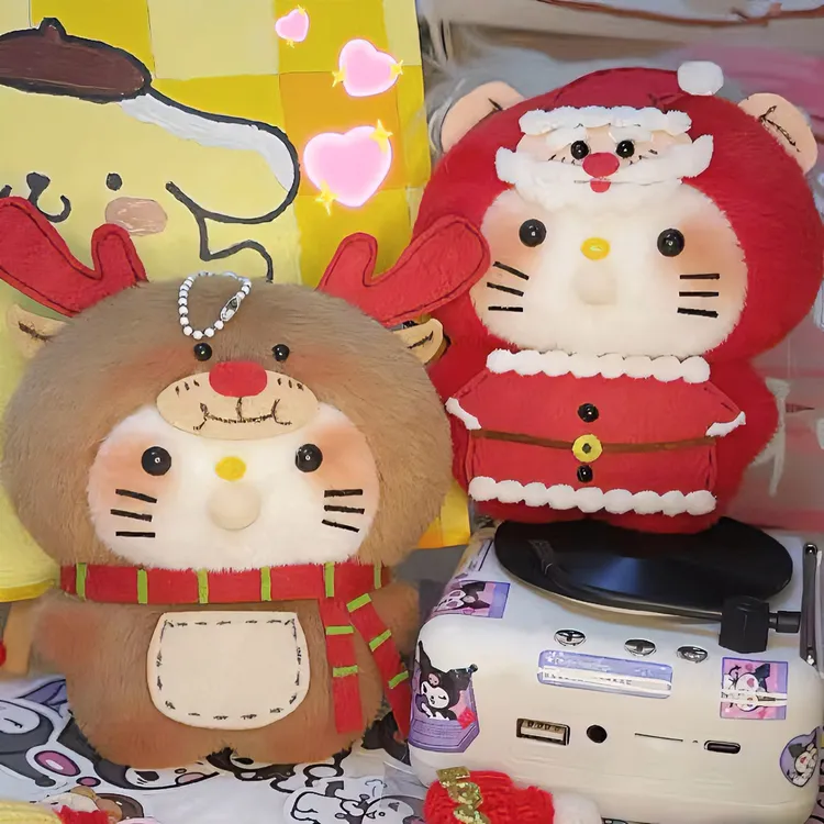 圣诞kt猫会吐泡泡的玩偶手工diy麋鹿吱吱叫公仔生日礼物送女朋友