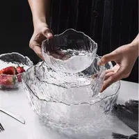 玻璃沙拉水果碗耐热透明高颜值好看酸奶甜品碗网红碗