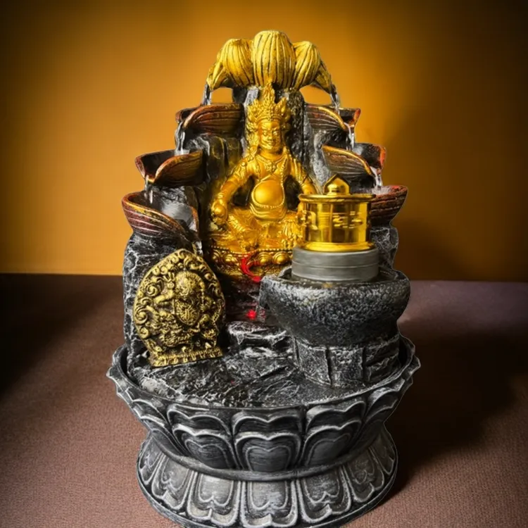 藏式黄财神河流带音乐摆件工艺品青囊仓文创产品