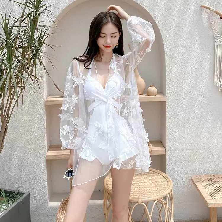2024新款女士泳衣年轻蕾丝显瘦性感仙女聚拢外罩纱网红温泉泳装