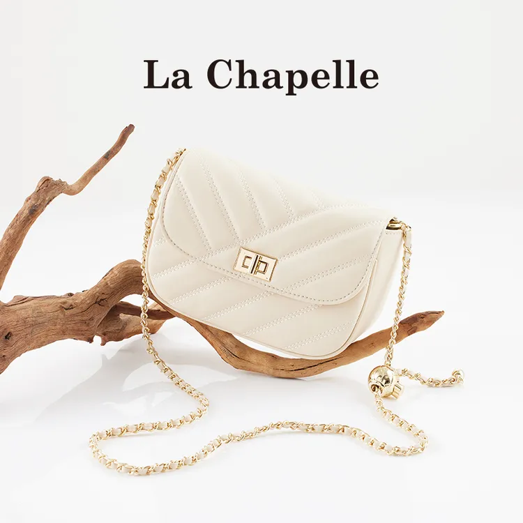 LaChapelle/拉夏贝尔女斜挎小香风小包白色链条小方包
