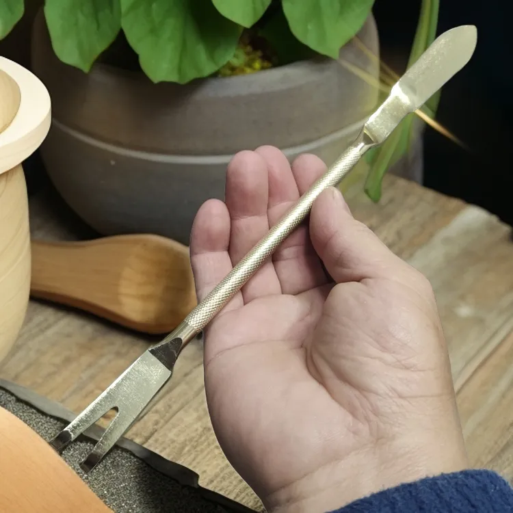 两齿耙子不锈钢材质，硬度高好用工具换盆修根，马氏体不锈钢锻打