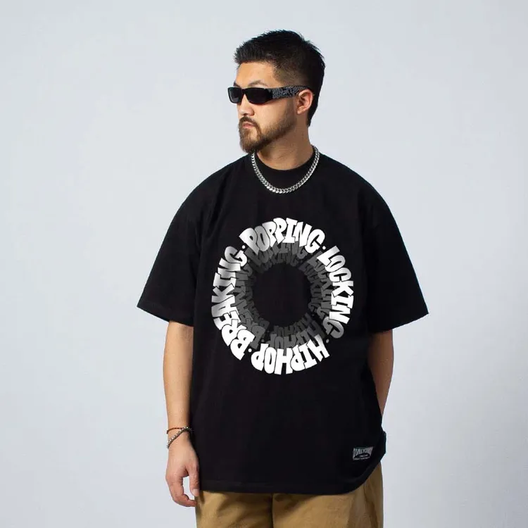 FunkyChoice多舞种纯棉圆领印花短袖T恤小领口街舞练功服popping