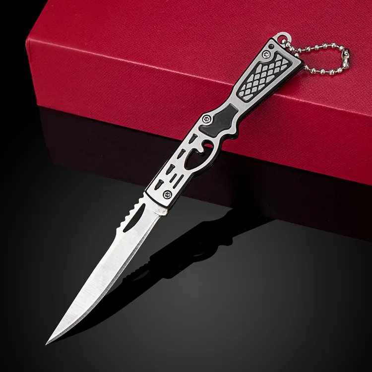 不锈钢钥匙扣挂件折叠小刀拆快递美工刀锋利裁纸小刀随身带水果刀