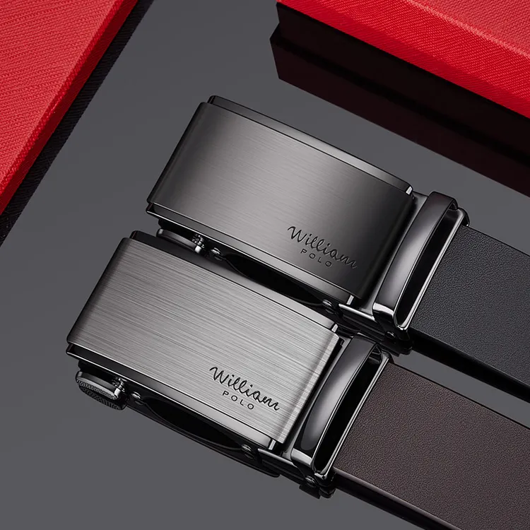 英皇保罗男士皮带真皮年轻人自动扣高档正品商务休闲牛皮裤腰带男