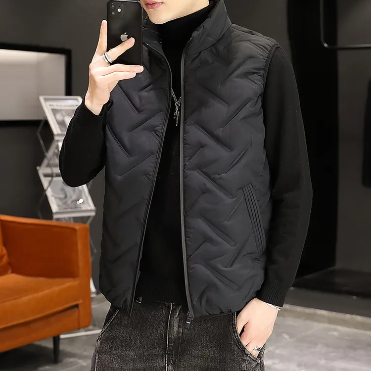 男士马甲秋冬季保暖棉背心大码户外运动坎肩男装立领休闲外套男