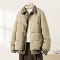 IHIMI/海谧【格纹剧场】2025冬新款女装百搭加厚上衣假两件棉服外套